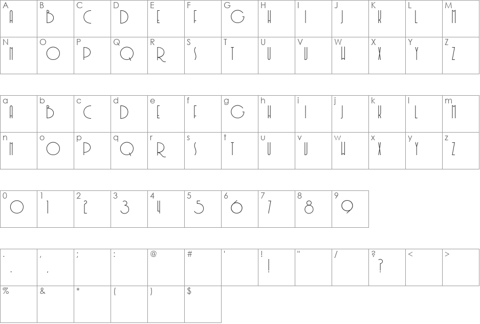 Soerjapoetera font character map preview