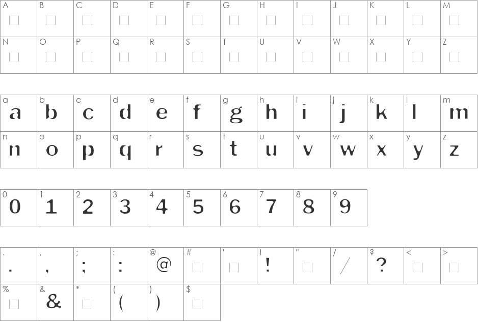 Sofa-AB font character map preview