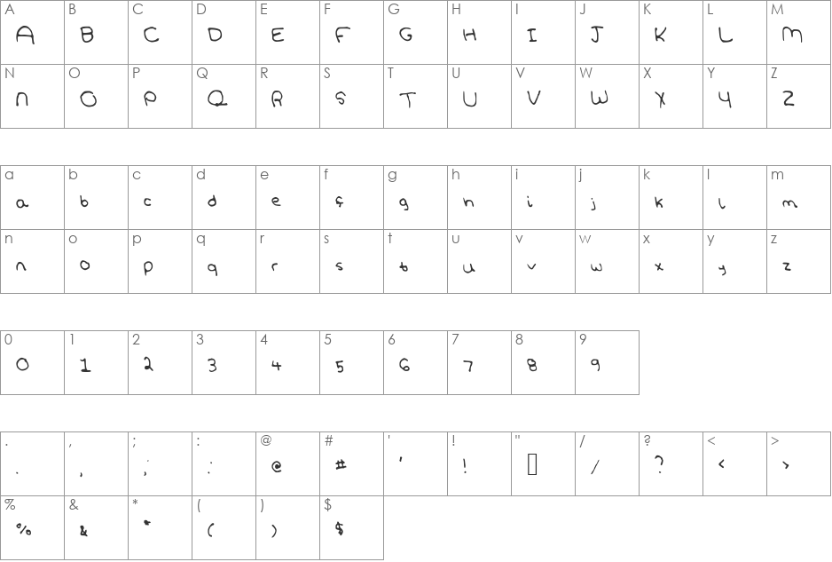 SoftPetals font character map preview