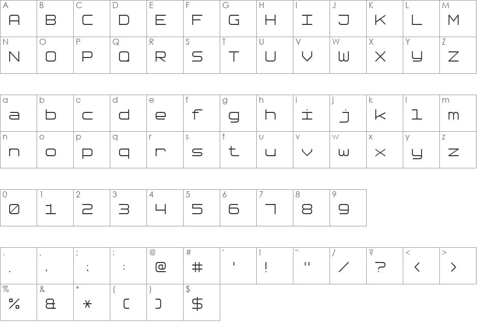 Software Tester 7 font character map preview