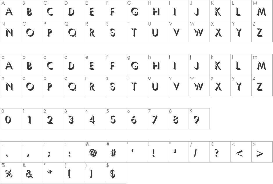 SolaceCapsSSK font character map preview