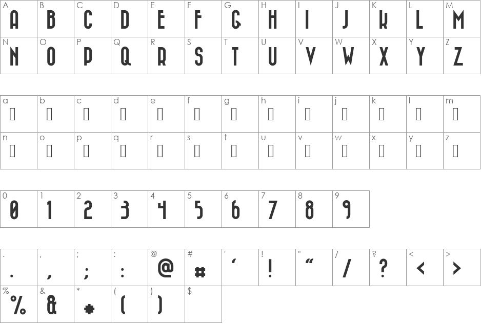 Bazar font character map preview