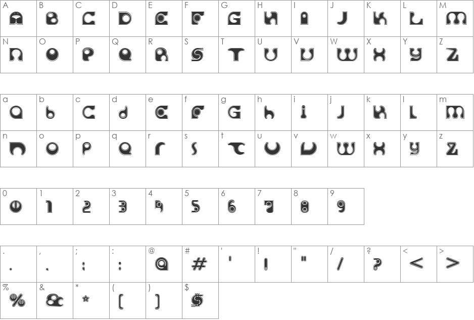 Solange C font character map preview