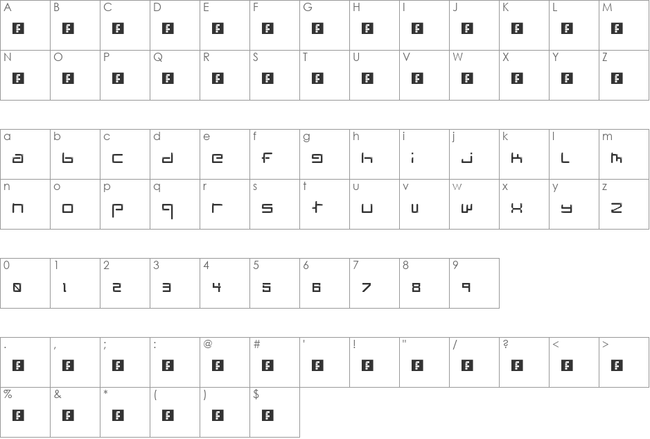Solarpanik font character map preview