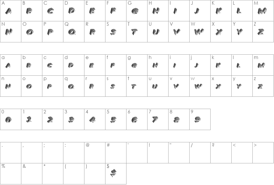 SolidBrand font character map preview