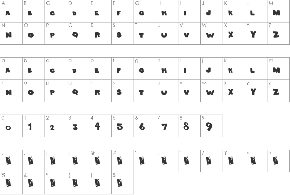 SolidMarker font character map preview