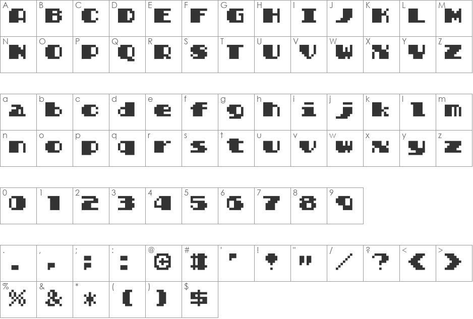 Solomon's Key True Type font character map preview