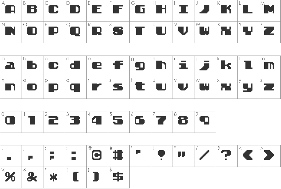 Solomon's Key True Type Smoose font character map preview