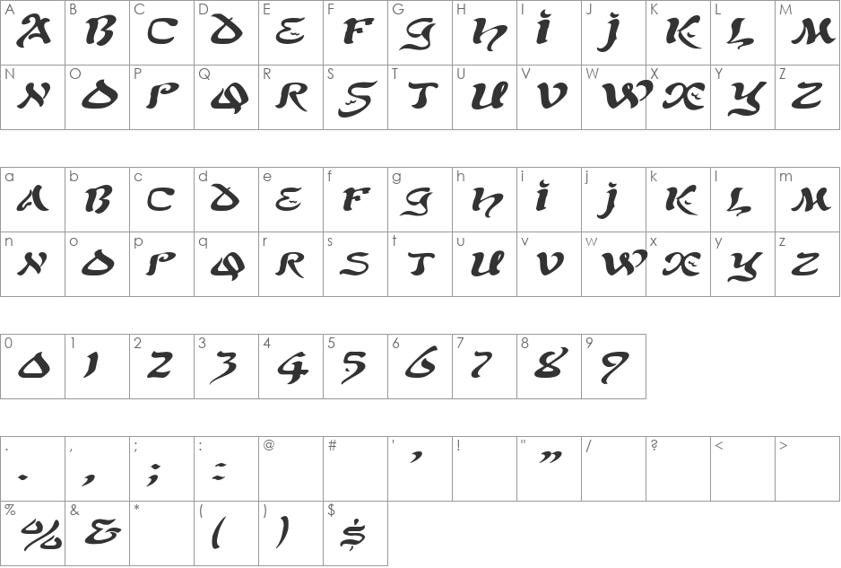SolomonExtended font character map preview