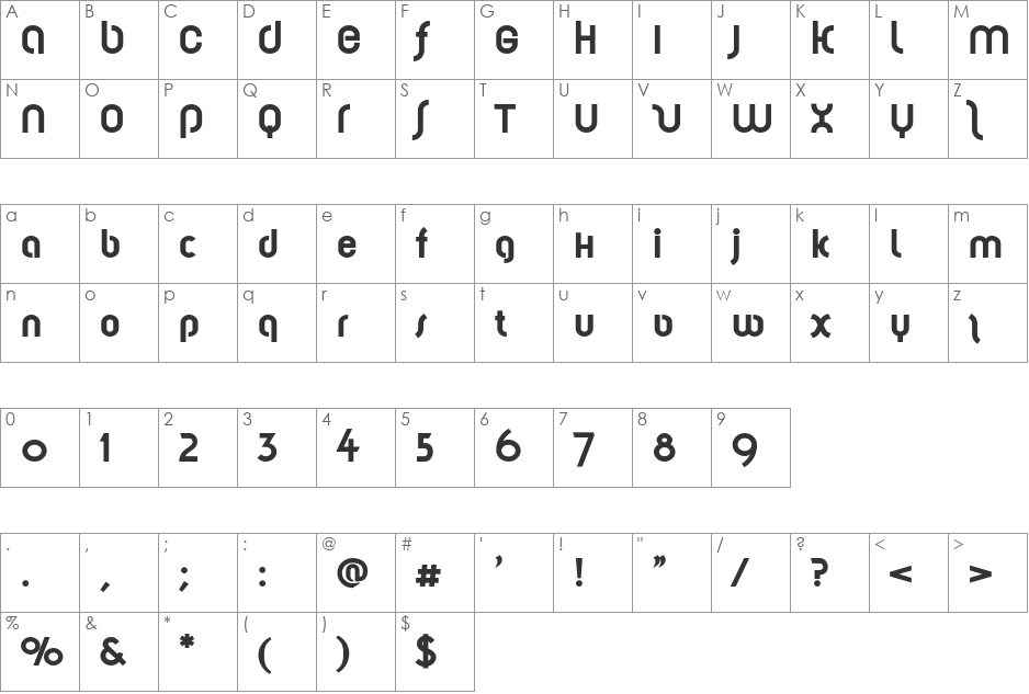 Solothurn font character map preview