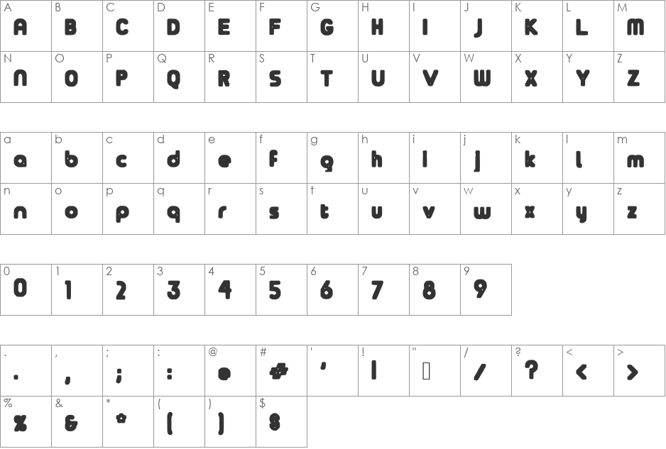 Bazyl font character map preview