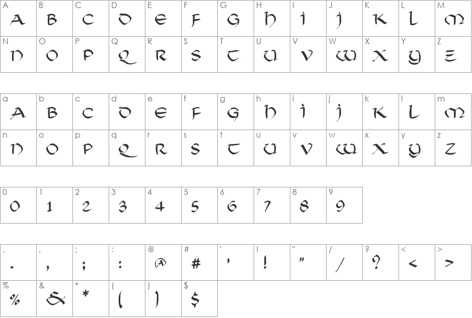 SoluncialeMK font character map preview