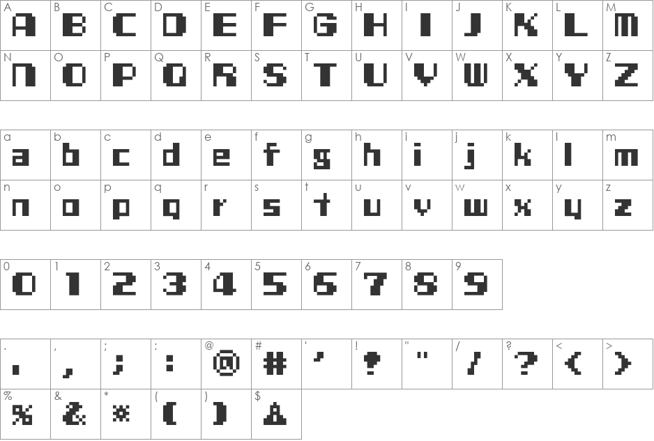 Solvalou font character map preview