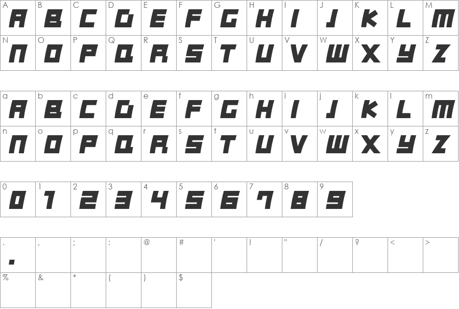 SomeBricks font character map preview
