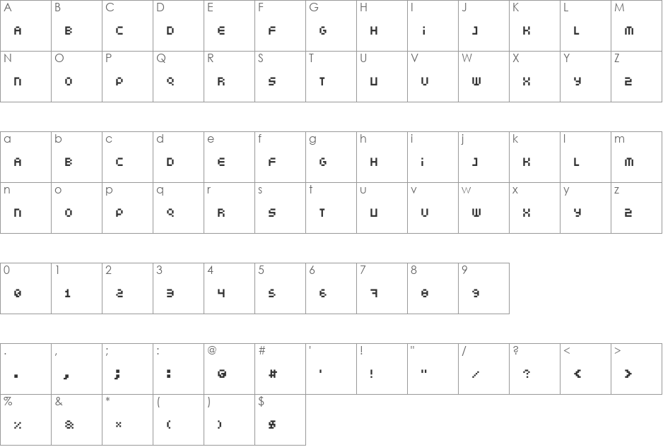 somepx font character map preview