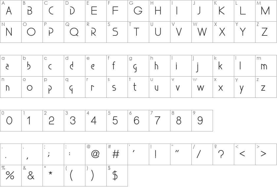 Something font character map preview