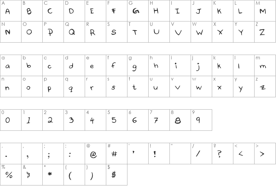 Some_Animal font character map preview