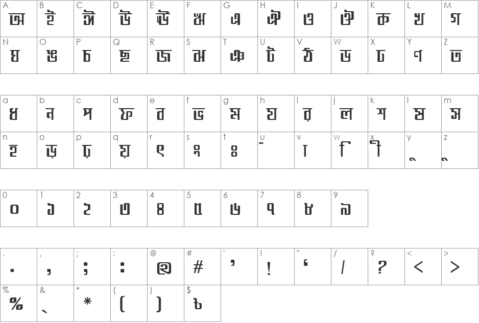 Somoyer Srot font character map preview