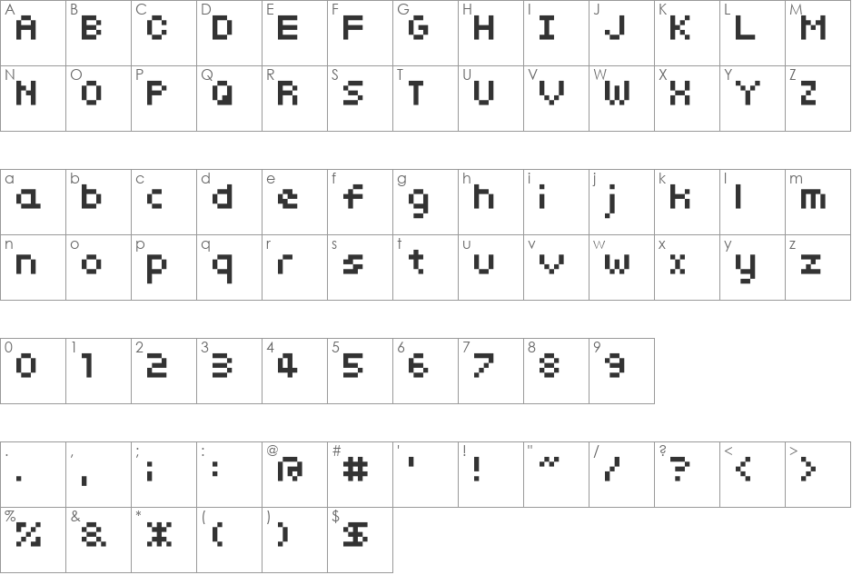 somybmp01_7 font character map preview