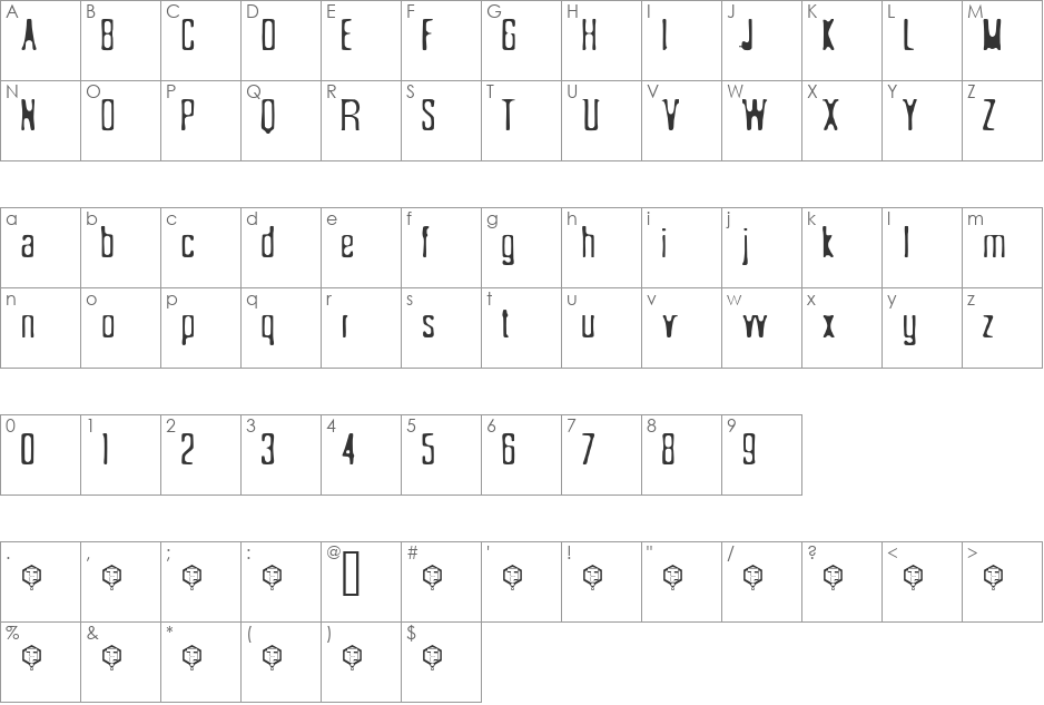 sonderfistad font character map preview