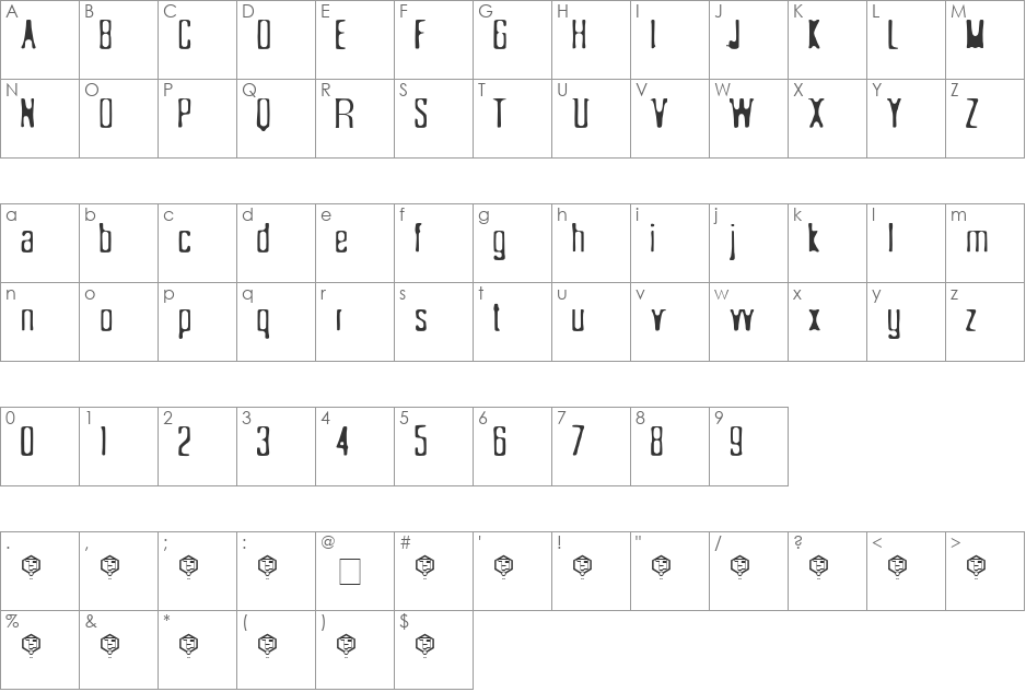 Sonderfistad font character map preview