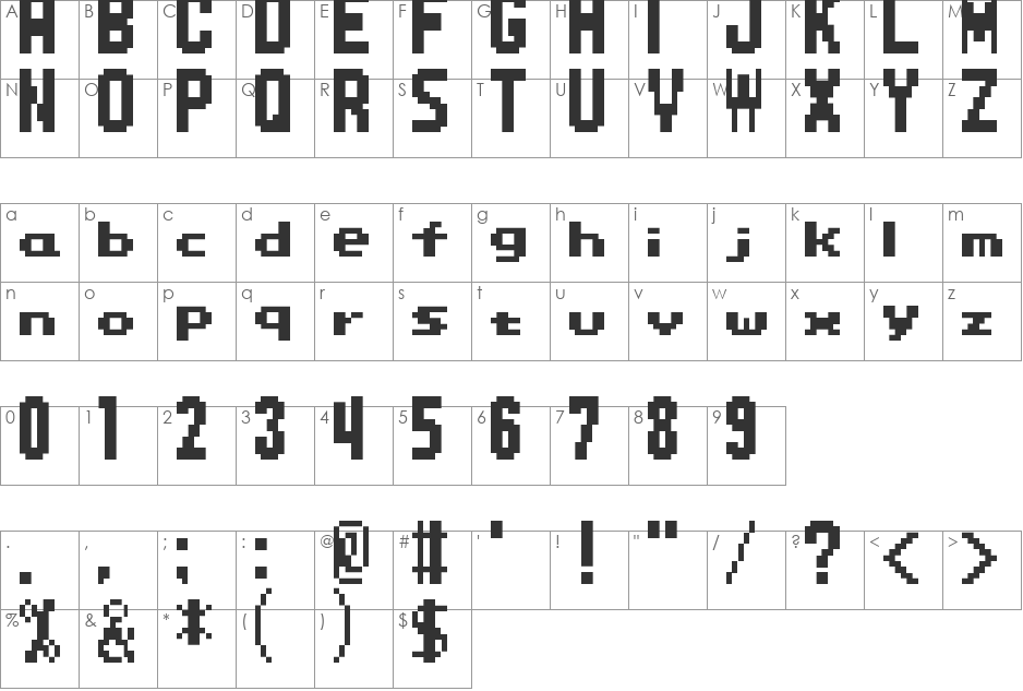 Sonic Advance font character map preview
