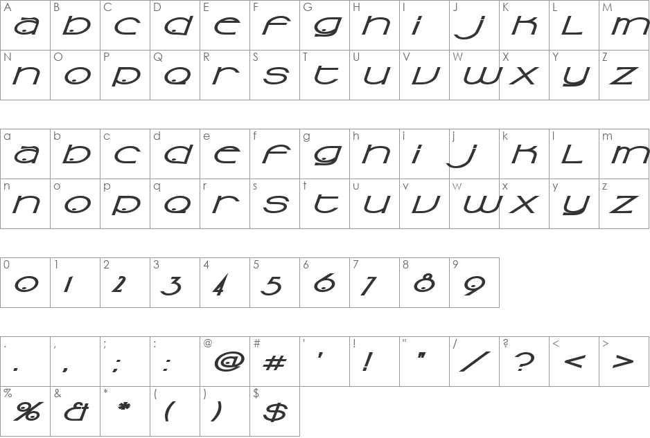 Sonic Superpowers font character map preview