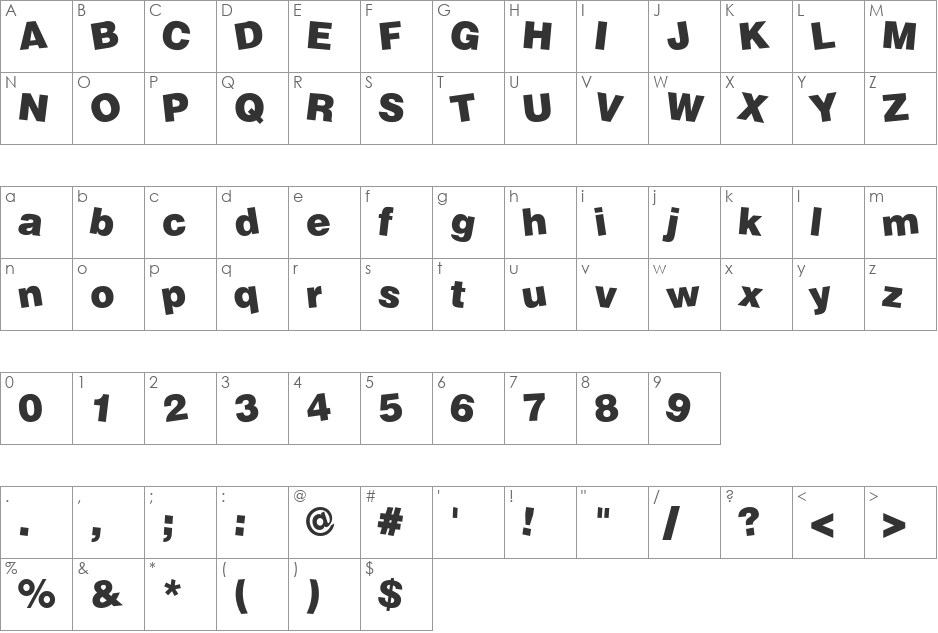 Soopafresh font character map preview