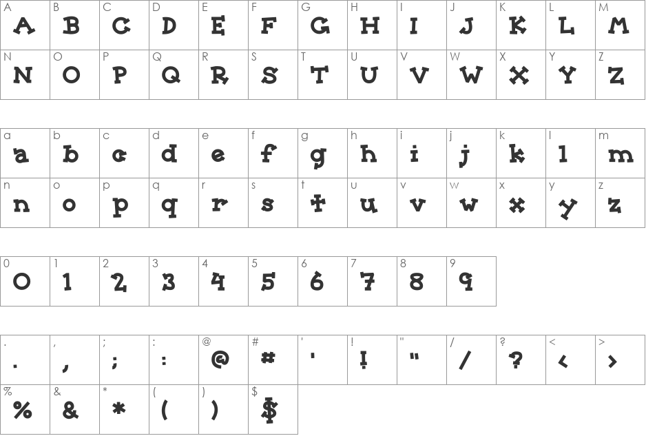 Sorority font character map preview