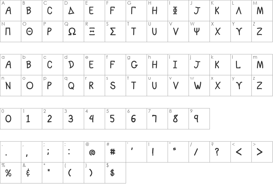 Sorority Lane font character map preview