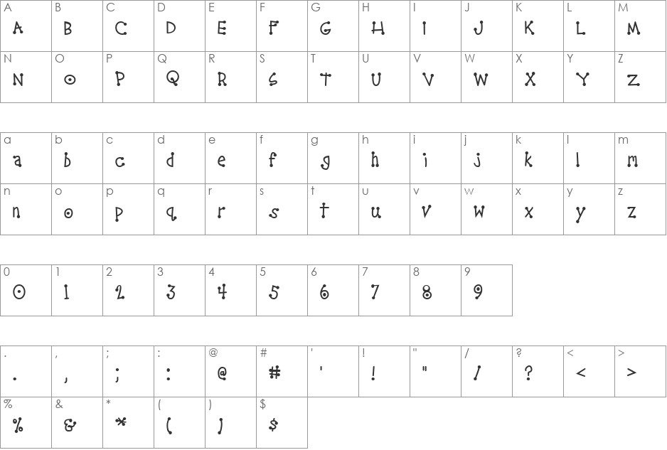SororityHack font character map preview