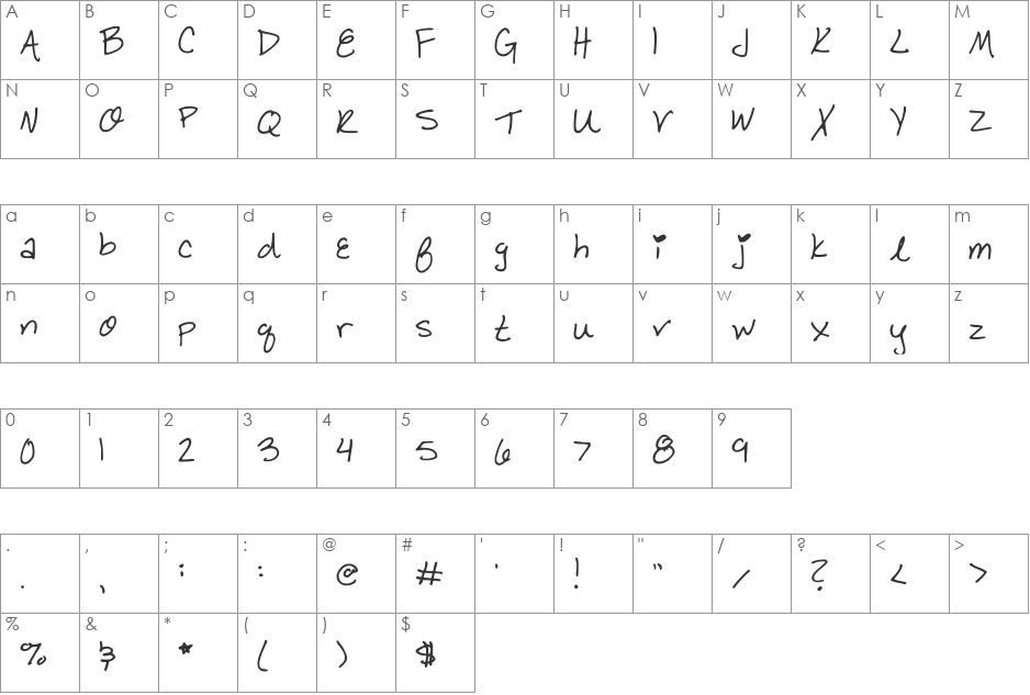BBYCAKES! font character map preview