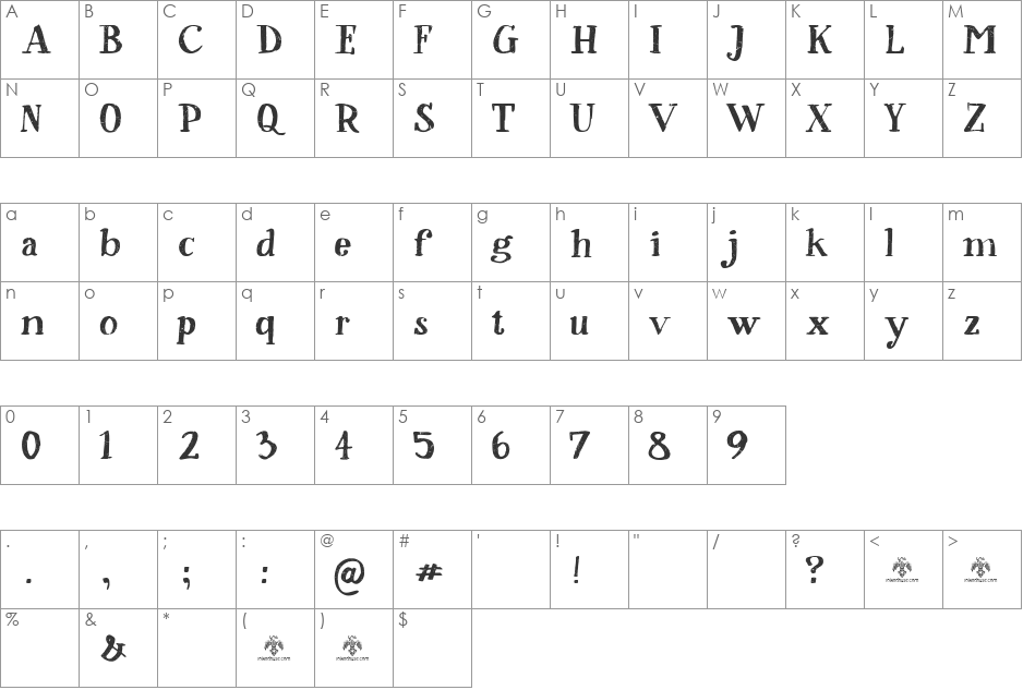 Sorsod Borsod Demo font character map preview