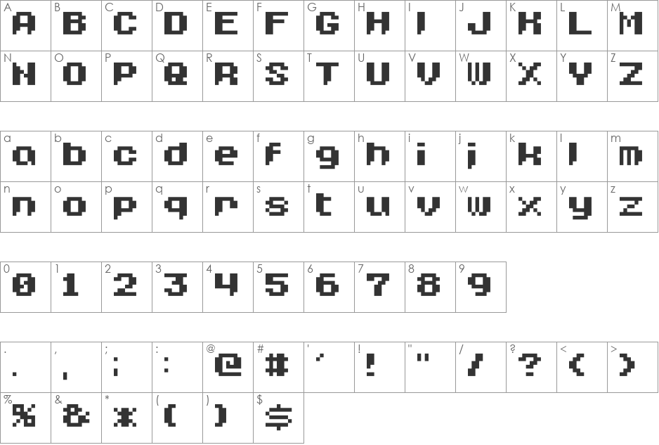 Bc.BMP07_K font character map preview