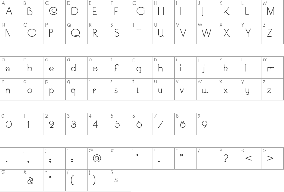 Souci Sans NF font character map preview