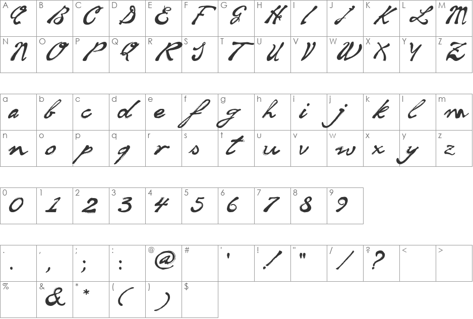soul handwriting_free-version font character map preview