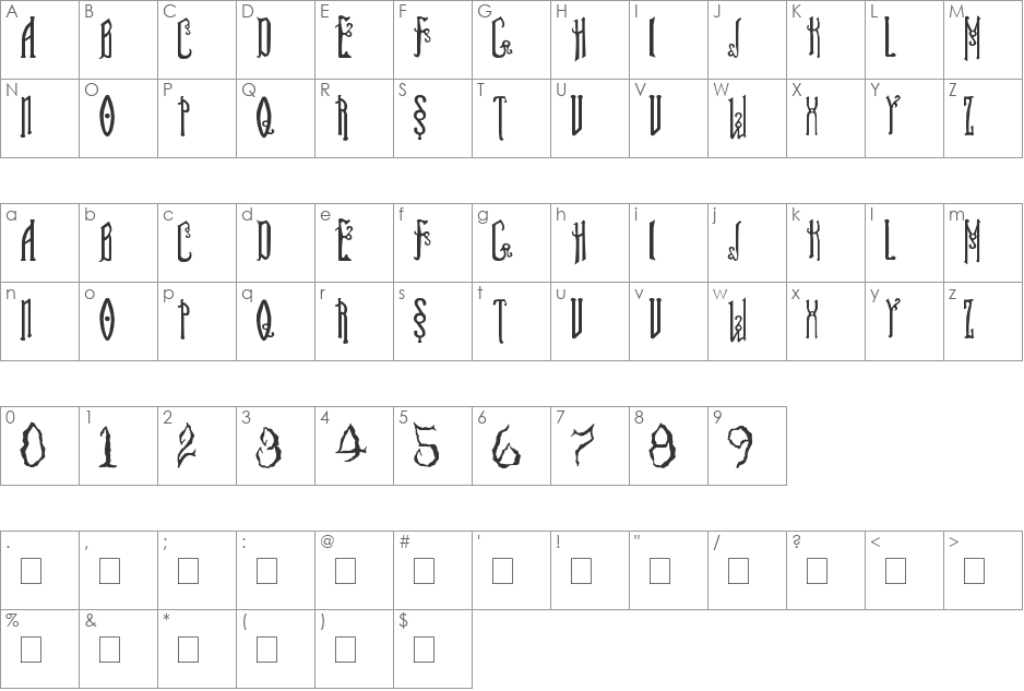 Soul Reaver font character map preview