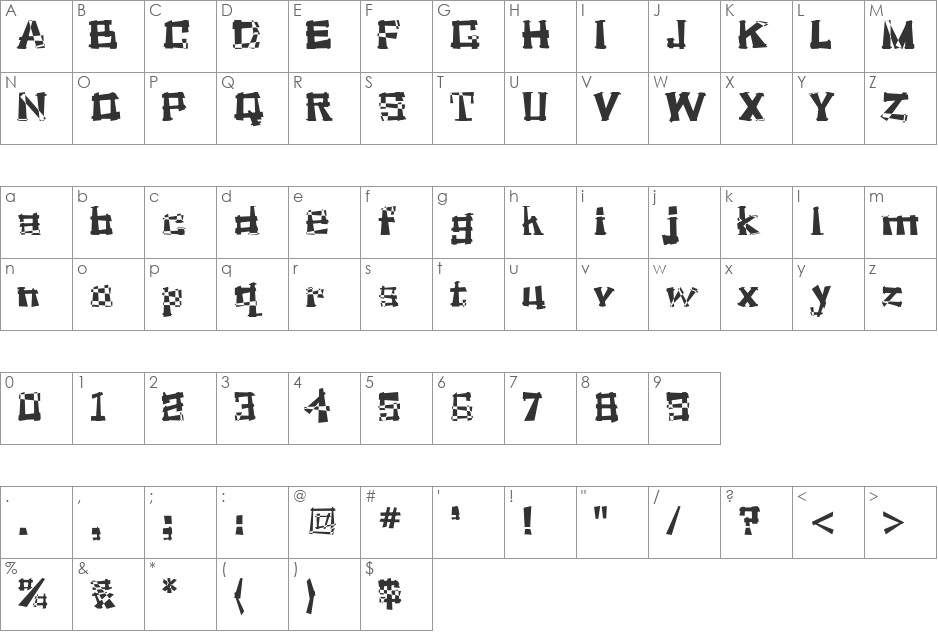 SoulManure font character map preview