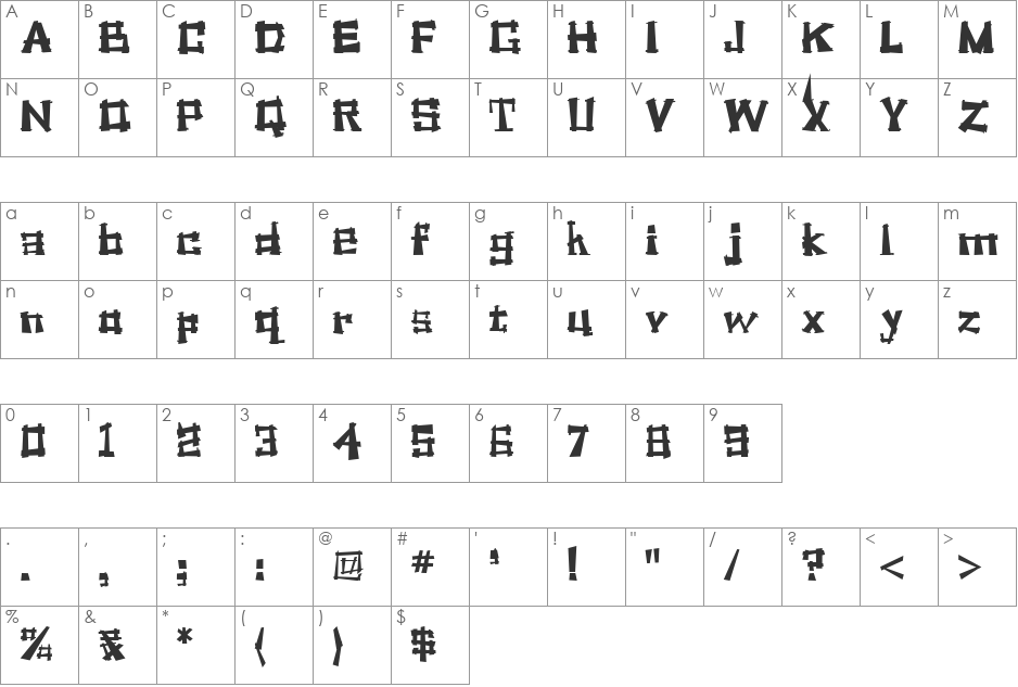 SoulManure 2 font character map preview