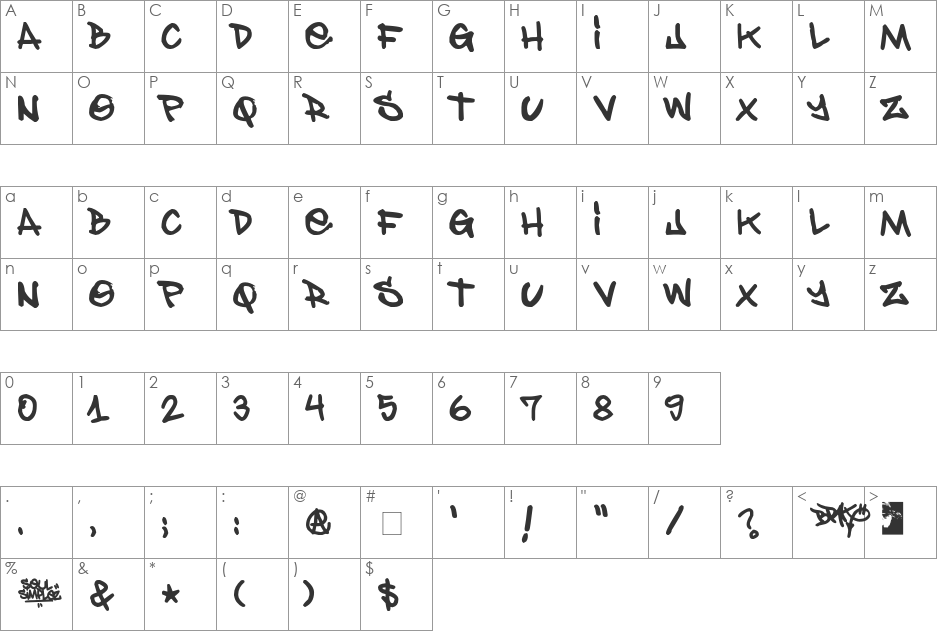Soulsimplez font character map preview
