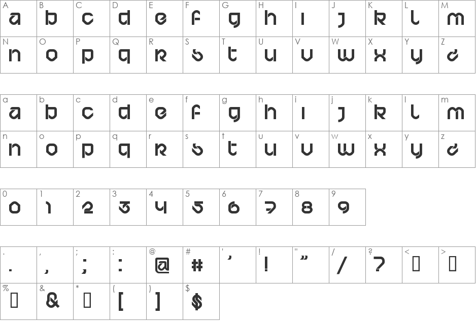 BD Bardust font character map preview
