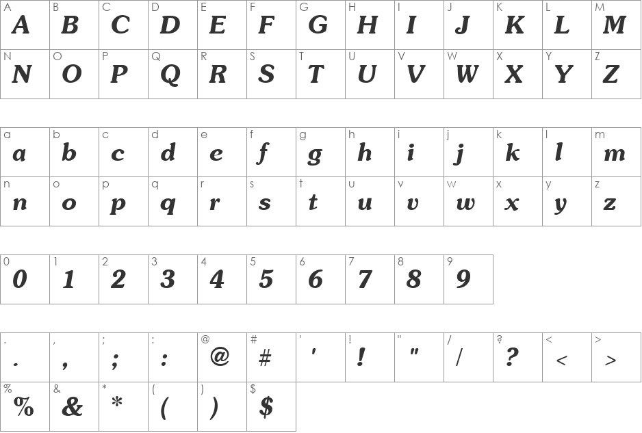 SoutaneExtrabold font character map preview
