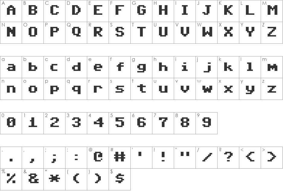 Adore64 font character map preview