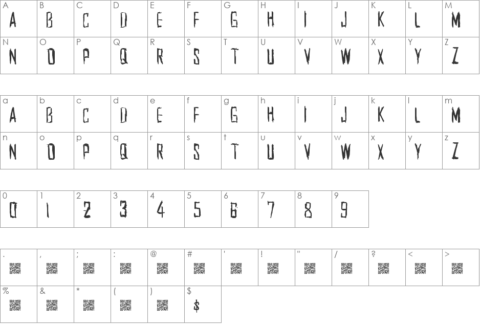 SouthWest font character map preview