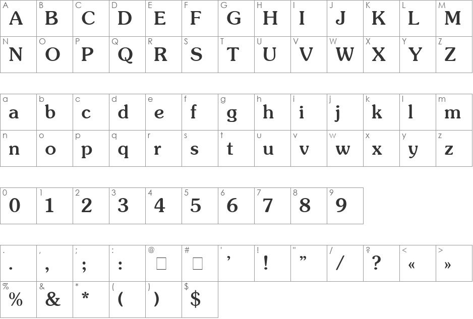 Souvenir-Medium font character map preview