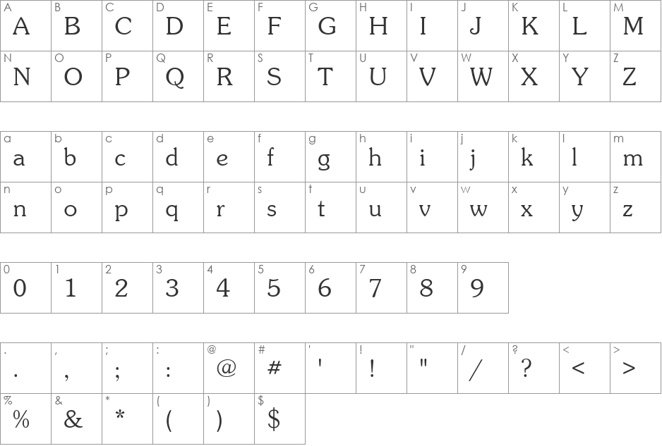SouvenirItcTEELig font character map preview