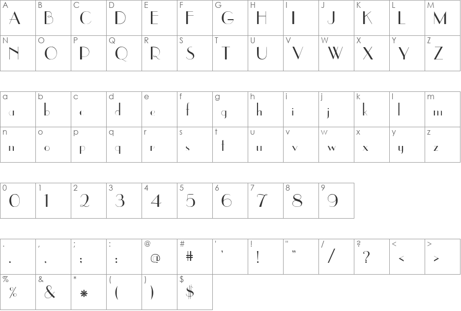 BD EastSide font character map preview