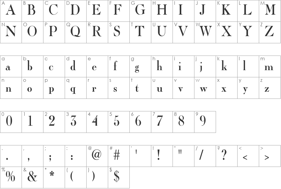 BD Engraved Regular font character map preview
