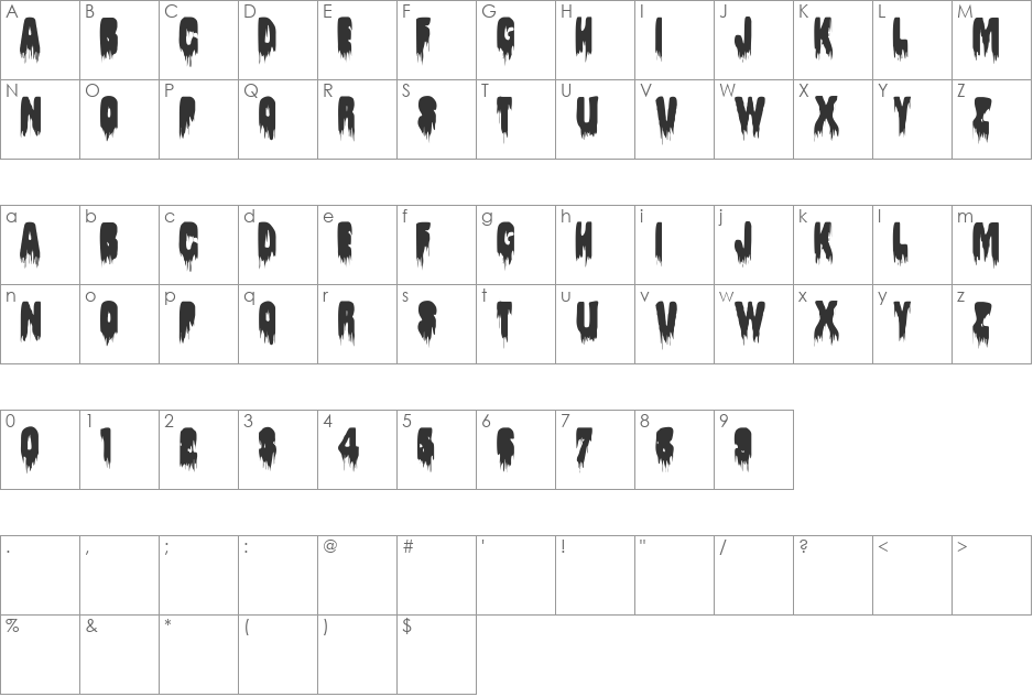 SpBywaj font character map preview