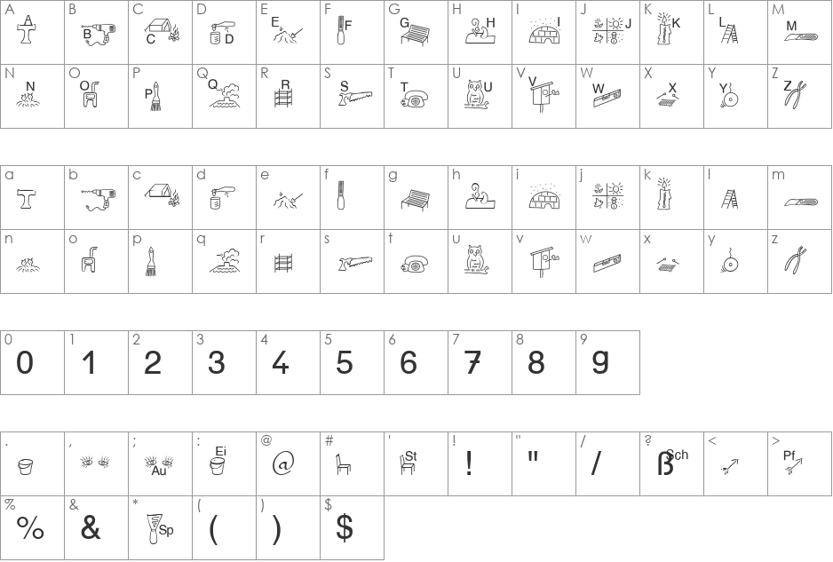 SP Anlaut6 DB font character map preview